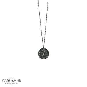 Park Lane HENDRIX Necklace Hematite Jet Black crystals Round Disk Pendant NWT